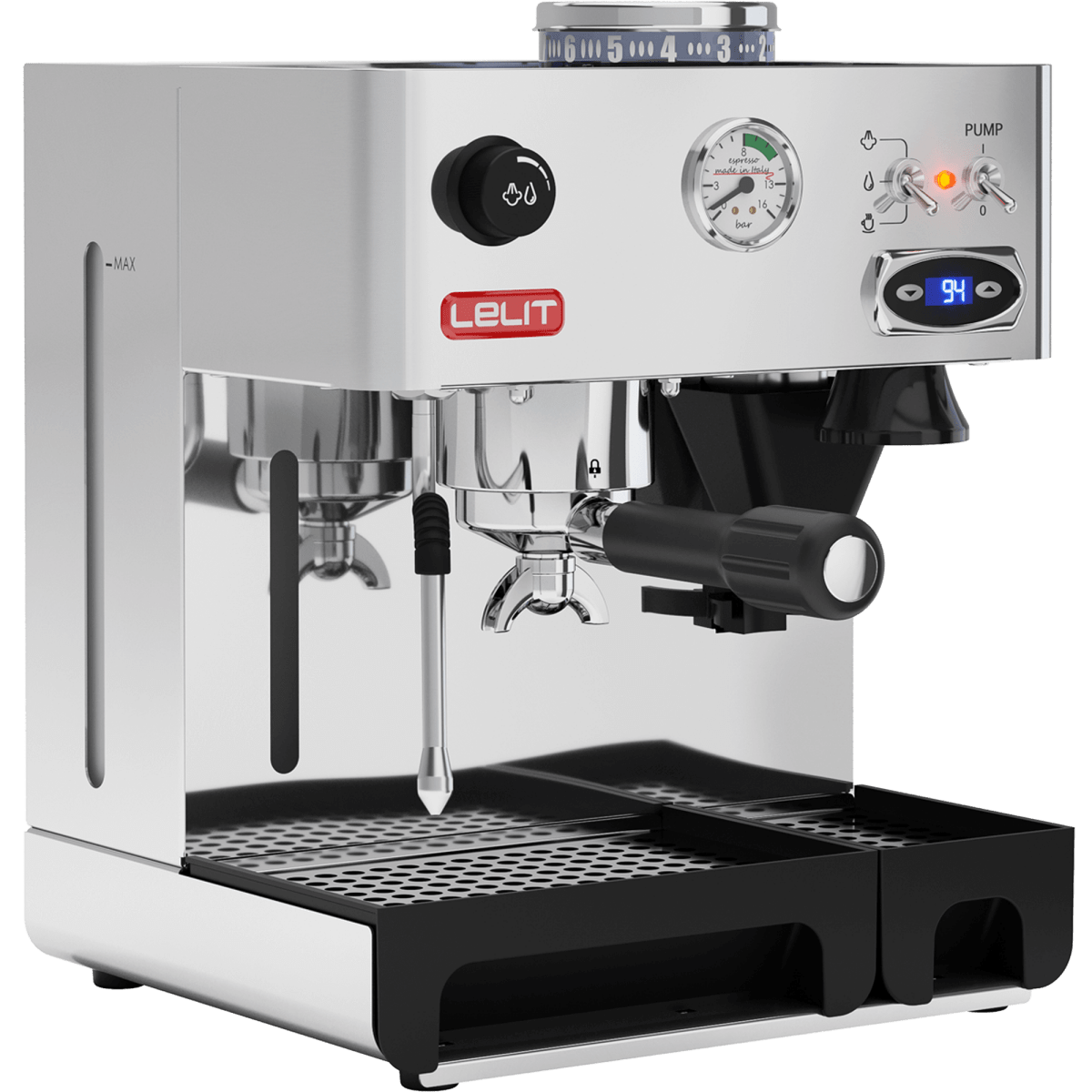 Lelit Espressomaschine Anita PL042TEMD 57-mm Siebträger PID-Steuerung integriertes Kegelmahlwerk Messingkessel manuelle Dampfdüse
